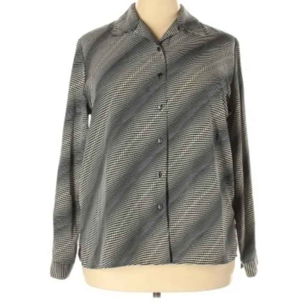 Claudia Richard Top black Cream Plus Size‎ Button